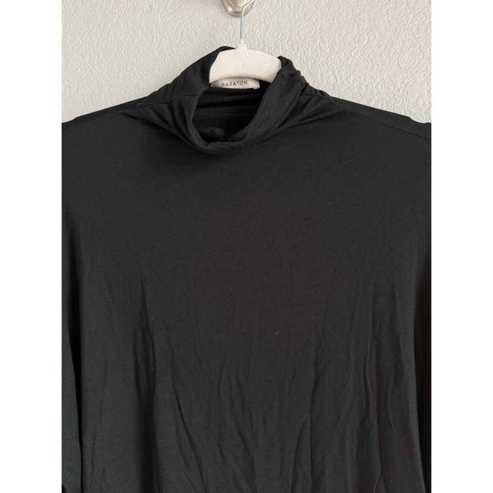 Aritzia Babaton Small Long Sleeve Top Shirt Black Mock Neck Lightweight Cropped - Picture 3 of 11